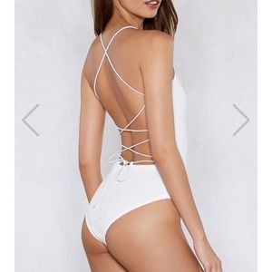 Nasty Gal White Strappy Bodysuit